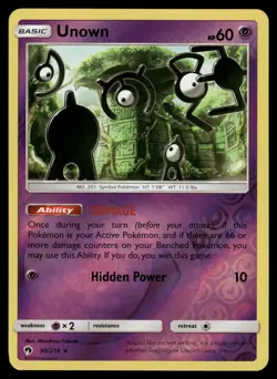Unown 90/214 Rare Lost Thunder Pokemon Reverse Holo Near Mint - Image 1