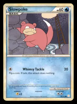 Slowpoke 81/123 Common HeartGold & SoulSilver Pokemon Moderately Played - Image 1