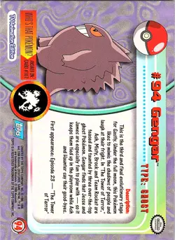 2000 Topps Pokemon TV Animation Edition Blue Logo #94 Gengar - Image 2