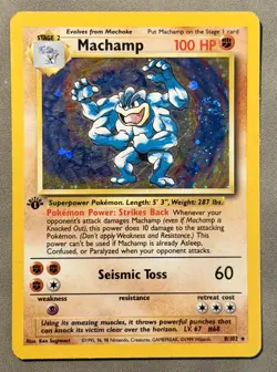Pokemon TCG 1st edition Machamp Base Set 8/102 Holo Unlimited Holo Rare - Image 1