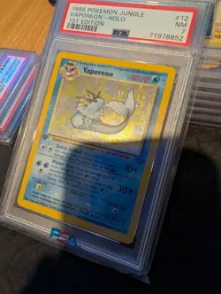 1999 POKEMON JUNGLE 1ST EDITION #12 VAPOREON - HOLO PSA 7 NM LOW POP! - Image 5
