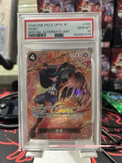 2026 ONE PIECE JAPANESE OP15-ADVENTURE ON KAMI'S ISLAND #105 SABO PSA 10 - Image 1