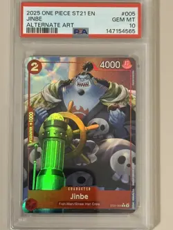 Jinbe ONE PIECE - PSA 10 - 2025 Gear 5 (EN) Starter Deck 21 #005 Alternate Art - Image 1