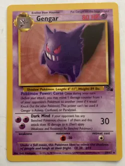 Pokemon Gengar Fossil Card 20/62 English Non Holo 1999 - Image 1