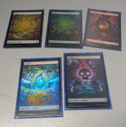 foil set of 5 stained glass showcase land cards Dominaria United MTG DMU - Image 1