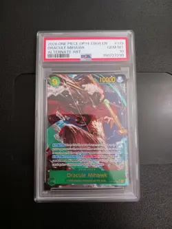One Piece Card Game TCG Dracule Mihawk OP14-119 SEC Alt Art PSA 10 - Image 1