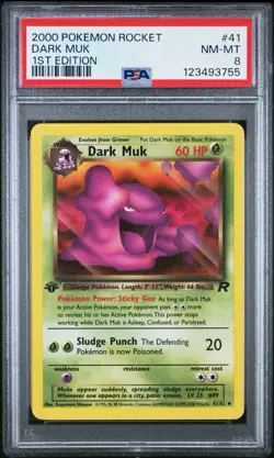 2000 Pokemon 1st Edition Rocket # 41 Dark Muk PSA 8 Card NM-MINT Trusted Seller! - Image 1
