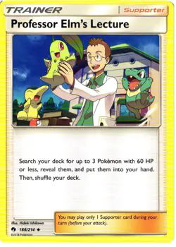Professor Elm's Lecture 188/214 Uncommon Lost Thunder Pokemon Near Mint - Image 1