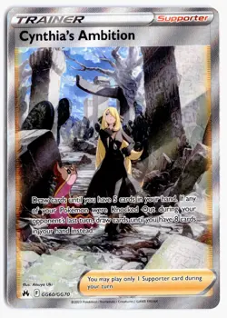 Cynthia's Ambition GG60/GG70 Crown Zenith Galarian Gallery Pokemon Holo NM - Image 1