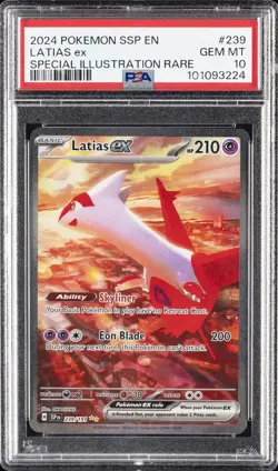2024 POKEMON SSP EN-SURGING SPARKS SPECIAL ILLUSTRATION RARE LATIAS EX PSA 10 - Image 1