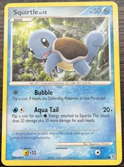 Squirtle 112/132 Pokemon TCG D&P Secret Wonders Common Heavy Play HP - Image 1