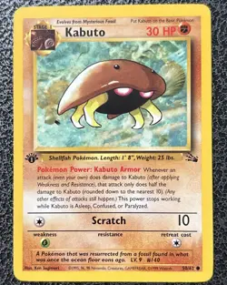 Pokemon 1st Edition Kabuto Common Fossil 50/62 NM - Image 1