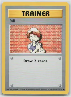 Bill 91/102 Common Base Set Shadowless Pokemon Unlimited Near Mint - Image 1
