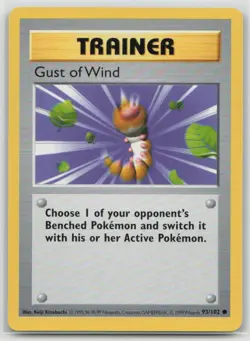 Gust of Wind 93/102 Common Base Set Shadowless Pokemon Unlimited Near Mint - Image 1