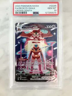 PSA 10 Deoxys Vmax GG45/GG70 Pokemon Crown Zenith Galarian Gallery - Image 1