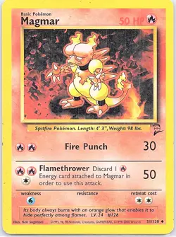 Magmar 51/130 Uncommon Base Set 2 Pokemon Heavily Played - Image 1