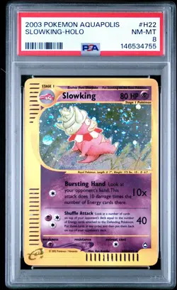 Slowking #H22 Holo Rare Swirl 2003 Pokemon Aquapolis PSA 8 - Image 1
