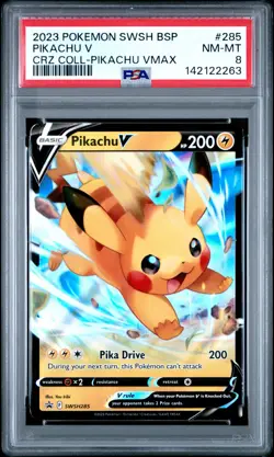 2023 POKEMON SWSH BLACK STAR PROMO #285 PIKACHU V PSA 8 - Image 1