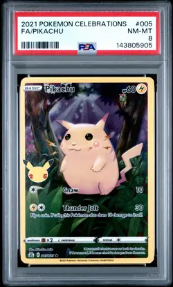 2021 POKEMON CELEBRATIONS #005 FULL ART/PIKACHU PSA 8 - Image 1