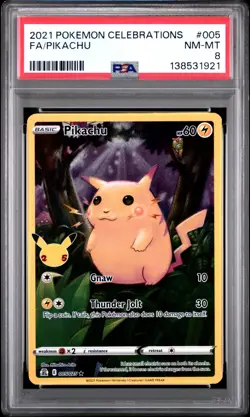 2021 POKEMON CELEBRATIONS #005 FULL ART/PIKACHU PSA 8 - Image 1