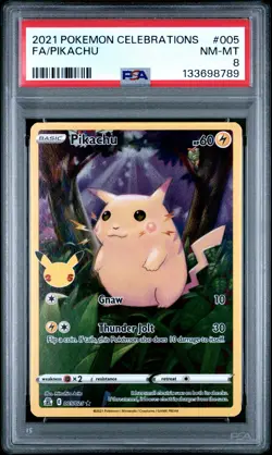 2021 POKEMON CELEBRATIONS #005 FULL ART/PIKACHU PSA 8 - Image 1