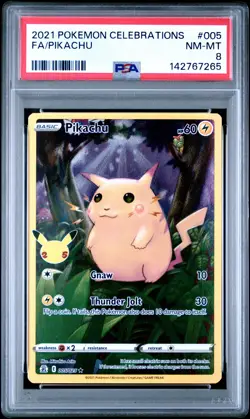 2021 POKEMON CELEBRATIONS #005 FULL ART/PIKACHU PSA 8 - Image 1