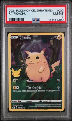 2021 POKEMON CELEBRATIONS #005 FULL ART/PIKACHU PSA 8 - Image 1