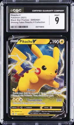 2021 POKEMON SWSH BLACK STAR PROMO PIKACHU V BOX #061 PIKACHU V CGC 9 - Image 1