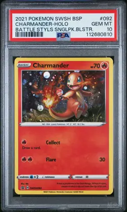 2021 POKEMON SWSH BLACK STAR PROMO #092 CHARMANDER-HOLO PSA 10 - Image 1