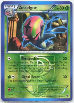 Accelgor 8/101 Rare Plasma Blast Pokemon Reverse Holo Moderately Played - Image 1