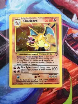 Pokemon TCG SWIRL Charizard 4/130 Base Set 2 Holo Rare 1999 English WOTC - Image 1