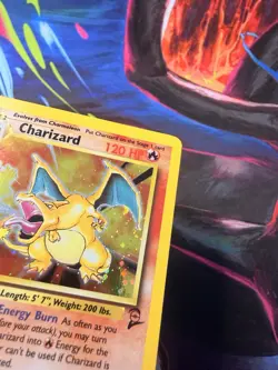 Pokemon TCG SWIRL Charizard 4/130 Base Set 2 Holo Rare 1999 English WOTC - Image 2