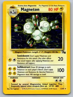 Magneton 11/62 Holo Rare Fossil Pokemon Unlimited Holo Moderately Played - Image 1