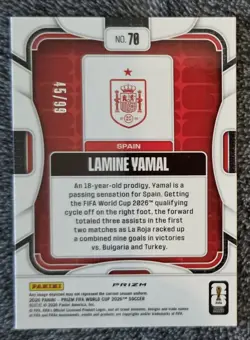 2026 Prizm FIFA World Cup Lamine Yamal Teal Wave /99 World Cup Champions - Image 2