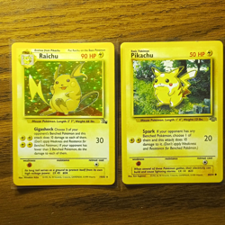 Original 1999 Pikachu and holo Raichu vintage pokemon cards - Image 1