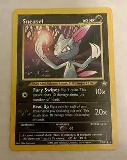 Pokemon Sneasel Neo Genesis #25/111 1st Edition Rare Near Mint Card - Image 1