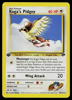 Pokemon Card - Koga's Pidgey Gym Challenge 49/132 Uncommon 1st Edition - Image 1