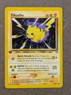 Pokemon Card 2000 1ST EDITION PIKACHU 70/111 Neo Genesis Common NM - Image 1