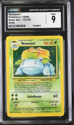 CGC 9 MINT Venusaur 15/102 Base Set Holo Pokemon Card - Image 1