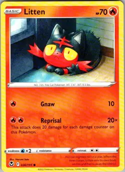 LITTEN 030/195 SILVER TEMPEST POKEMON - Image 1
