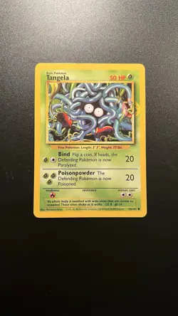 Ink Hickey Error Tangela 1999 Pokemon Base Set 66/102 Unlimited Misprint LP - Image 3