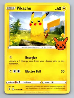 Pikachu 049/203 Promo Trick or Trade BOOster Pokemon Near Mint - Image 1