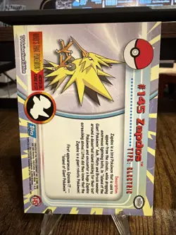 #145 Zapdos Topps LP+ Blue Logo Pokemon TV Animation Edition - Image 2