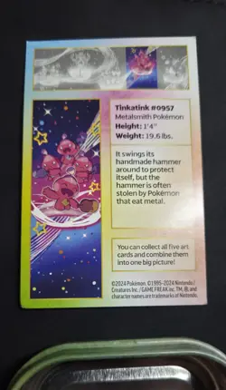 Tinkatink Empty Pokemon Mini Tin Paldean Fates Scarlet Violet Unused Sticker Art - Image 2