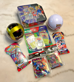 Pokemon Slashing Legends Zacian Tin Lot , 2 PokeBall Tins + Chaos Rising & More! - Image 1