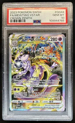 PSA 10 Mewtwo VSTAR GG44/GG70 Galarian Gallery - Crown Zenith Pokemon - Image 1