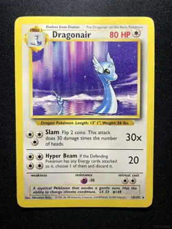 DRAGONAIR 18/102 RARE BASE SET UNLIMITED POKEMON HEAVILY PLAYED - Image 1