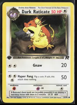 Dark Raticate 51/82 - Pokemon 1st Edition Team Rocket - Common - NM - Image 1