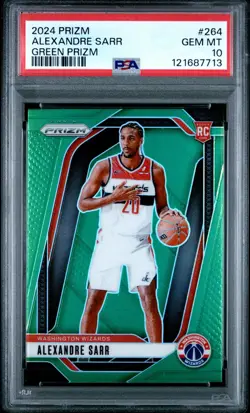 2024-25 Panini Prizm Alexandre Sarr Rookie RC #264 GREEN PRIZM GEM MT PSA 10 - Image 1