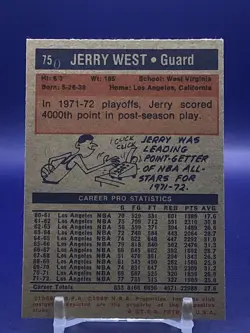 1972-73 Topps Basketball #75 Jerry West (HOF) EX/MT Los Angeles Lakers - Image 2